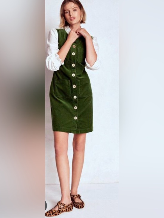 Boden Dresses & Skirts - Boden Olive Green Corduroy Button-Front Dress